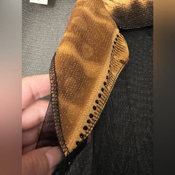 Fashion Gold see through Sheer Mesh 90’s 2000’s Y2K Vintage Long Sleeve Kimono - Picture 3 of 10